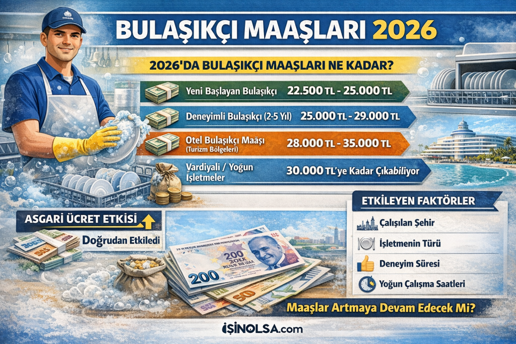 2026 bulaşıkçı maaşı ne kadar oldu? Yeni başlayan ve deneyimli bulaşıkçı maaşları kaç TL? Otel ve restoran bulaşıkçı maaşları 2026 güncel zamlı liste burada.