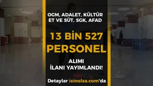 İŞKUR: 13 Bin 527 İUP Personel Alımı: OGM, Adalet, Kültür, Et ve Süt, SGK, AFAD