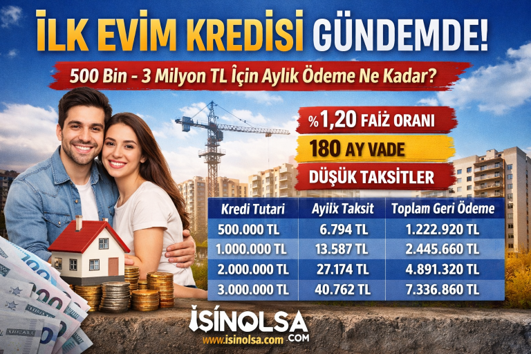 İlk Evim Kredisi Gündemde: 500 Bin – 3 Milyon TL İçin Aylık Ödemeler Hesaplandı