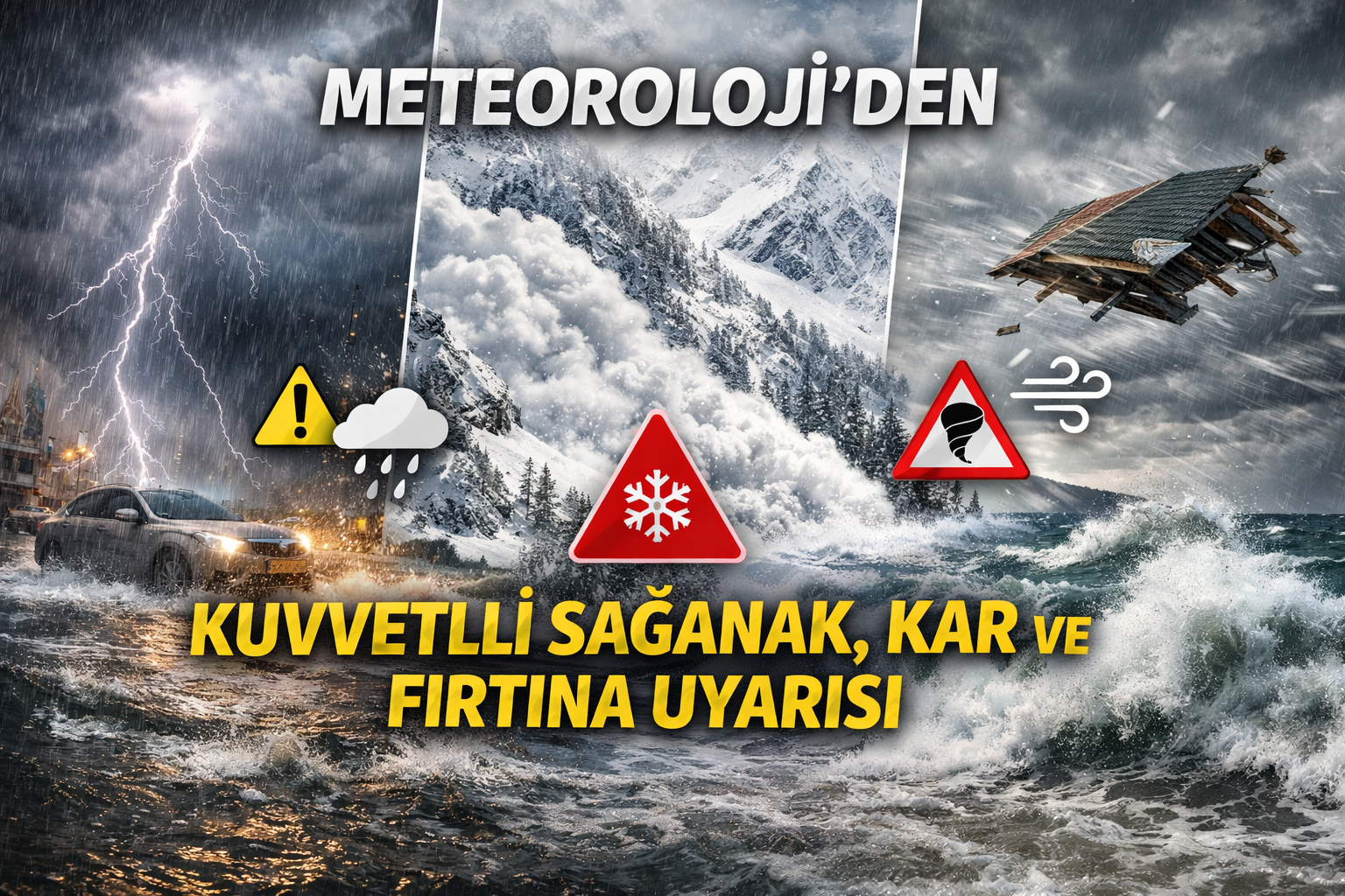 Meteoroloji’den kuvvetli sağanak, kar ve fırtına uyarısı