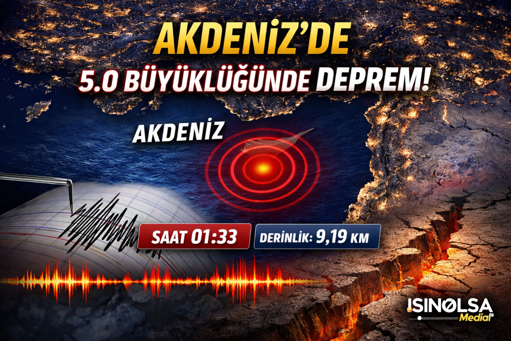 Akdeniz’de 5 Büyüklüğünde Deprem Meydana Geldi