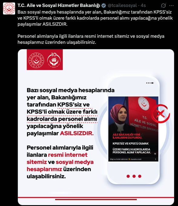 Aile Bakanlığı’ndan KPSS’siz Personel Alımı İddialarına Resmi Yalanlama 4 image 257