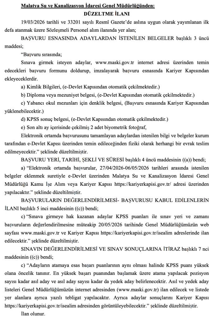 MASKİ 30 Memur Alımı Yapacak! 60 KPSS Puanı İle 4 image 103