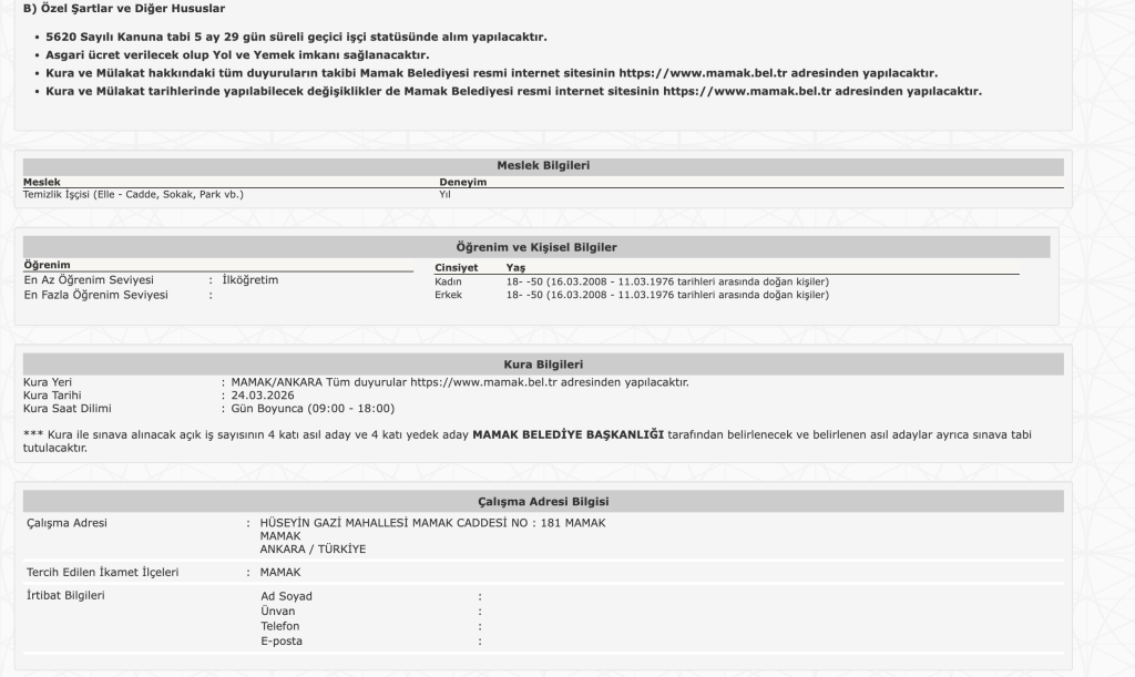 Ankara Mamak Belediyesi 90 Temizlik İşçisi Alımı Yapacak! 5 image 29