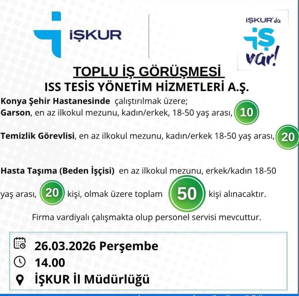 Konya Şehir Hastanesi 50 Personel Alıyor! ( Garson, Temizlik Görevlisi, Hasta Taşıma ) 4 image 93