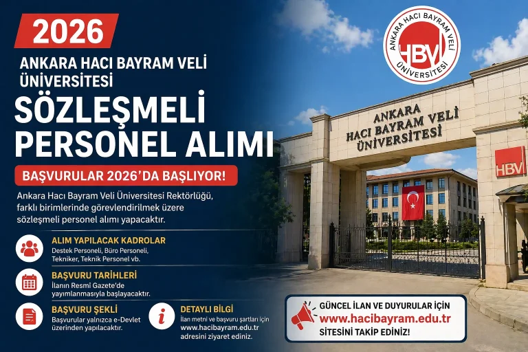 Ankara Hacı Bayram Veli Üniversitesi Sözleşmeli Personel Alımı 2026