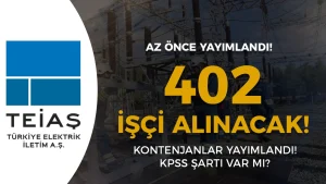 TEİAŞ 402 Sürekli İşçi Alımı Yapacak! Kontenjan ve Şartlar Yayımladı!