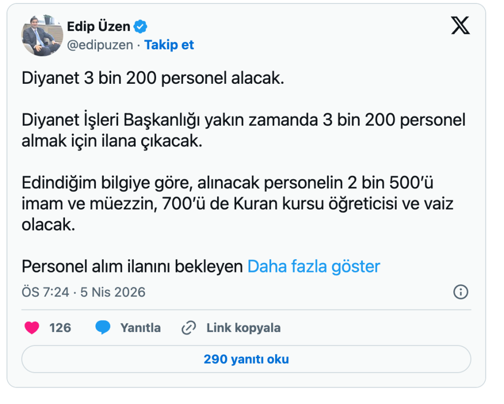 Diyanet İşleri Başkanlığı 3 Bin 200 Personel Alacak: İmam, Müezzin ve Kur'an Kursu Öğreticisi 4 image 6