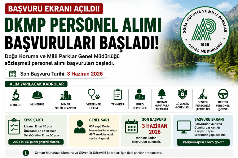 Doğa Koruma ve Milli Parklar Personel Alımı Başvuru Ekranı Açıldı