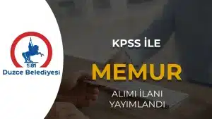 Düzce Belediyesi KPSS ile Veznedar Alımı İlanı 2026