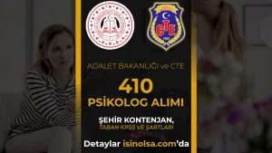 Adalet Bakanlığı 410 Psikolog Alımı 2026: CTE ve Adli Destek Müdürlükleri Kontenjanları