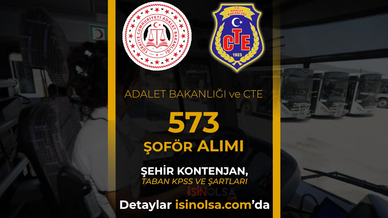 Adalet Bakanlığı 573 Şoför Alımı 2026: Adliye, CTE ve Merkez Teşkilatı Kontenjanları
