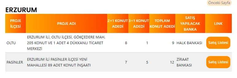 Erzurum'da 21 TOKİ Konutu Satışa Çıkıyor! İşte İlçe İlçe Konut Dağılımı 4 ERZURUM TOKI PROJE LISTESI