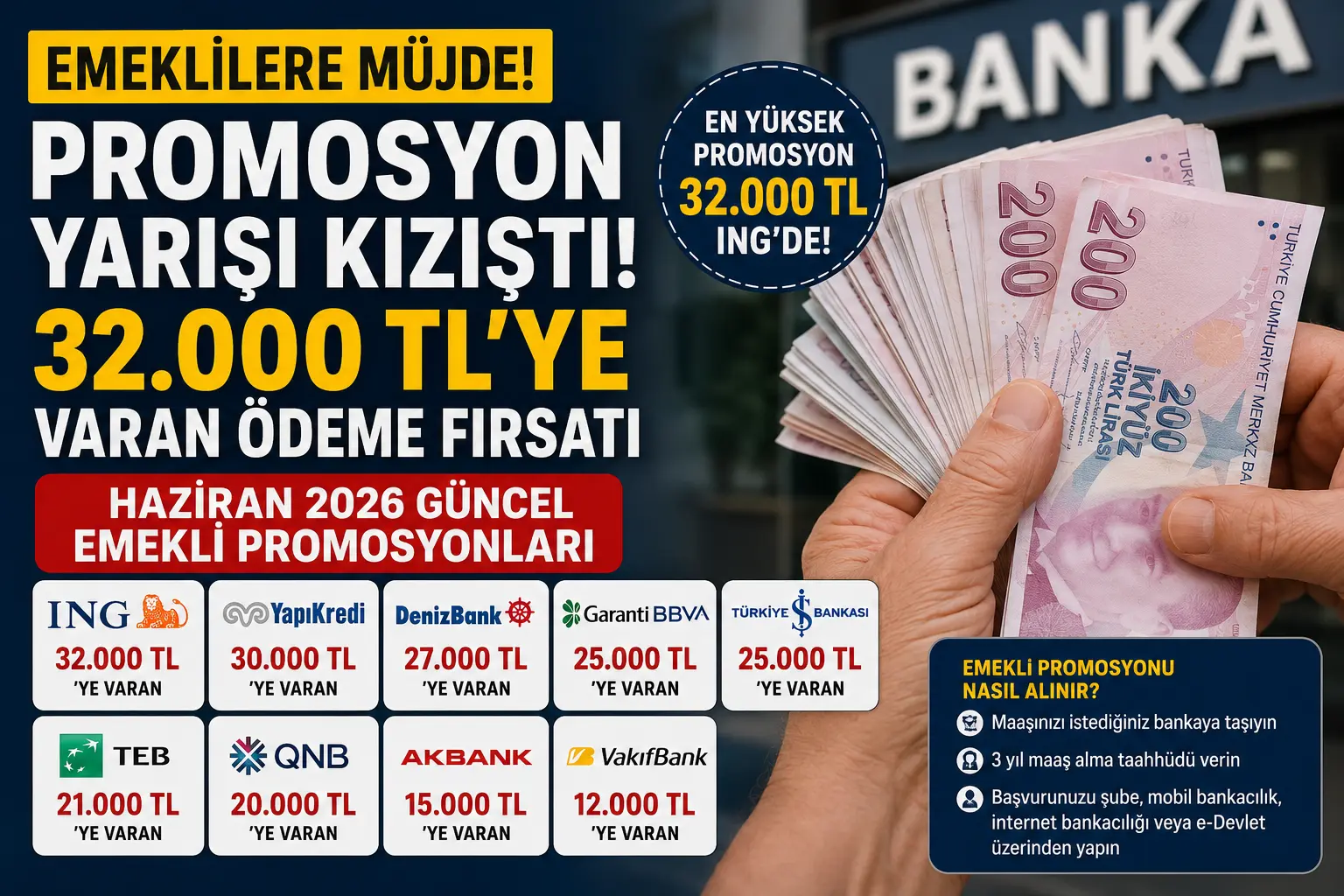 Emekli Promosyonlarında Rekor Yarış! Haziran 2026’da Hangi Banka Ne Kadar Ödüyor?