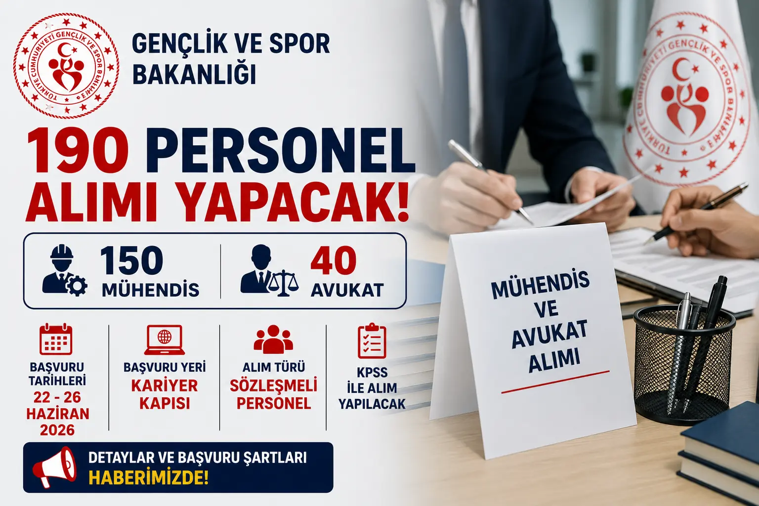 Gençlik ve Spor Bakanlığı 190 Personel Alımı Yapacak!