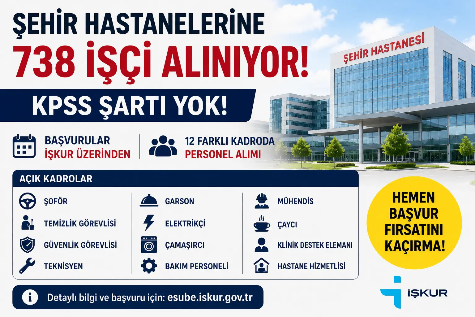 Haziran Müjdesi: Şehir Hastanelerine 738 İşçi Alınacak