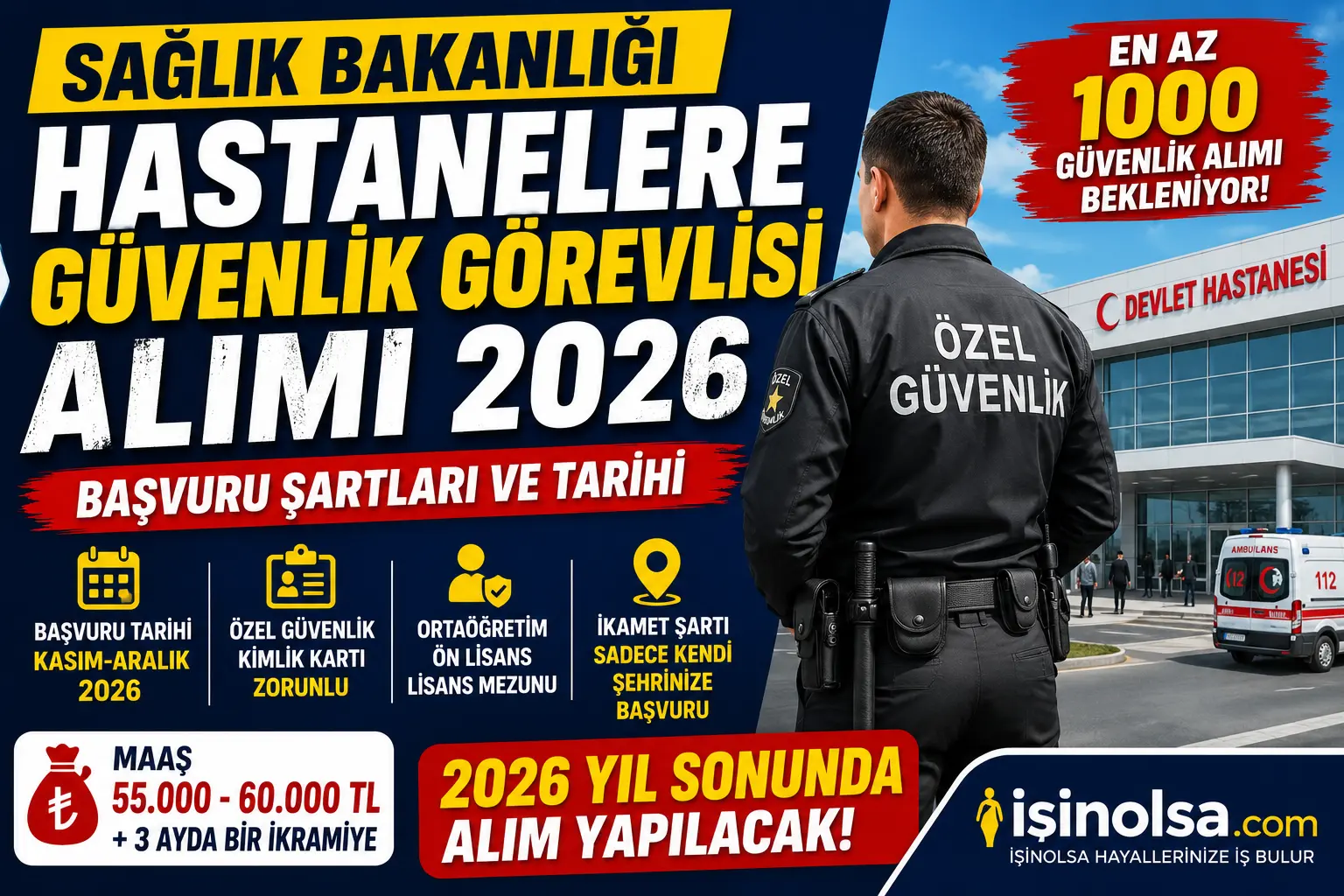 Sağlık Bakanlığı Hastanelere Güvenlik Görevlisi Alımı 2026: Başvuru Şartları ve Tarihi Açıklandı