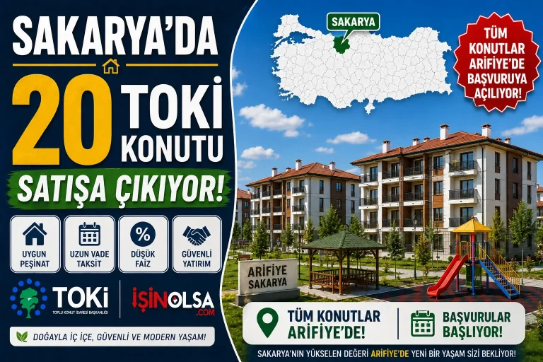 Sakarya’da 20 TOKİ Konutu Satışa Çıkıyor! Tüm Konutlar Arifiye’de Başvuruya Açılıyor