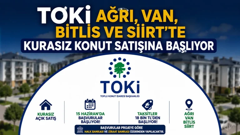 TOKİ Ağrı, Van, Bitlis ve Siirt'te Kurasız Konut Satışına Başlıyor