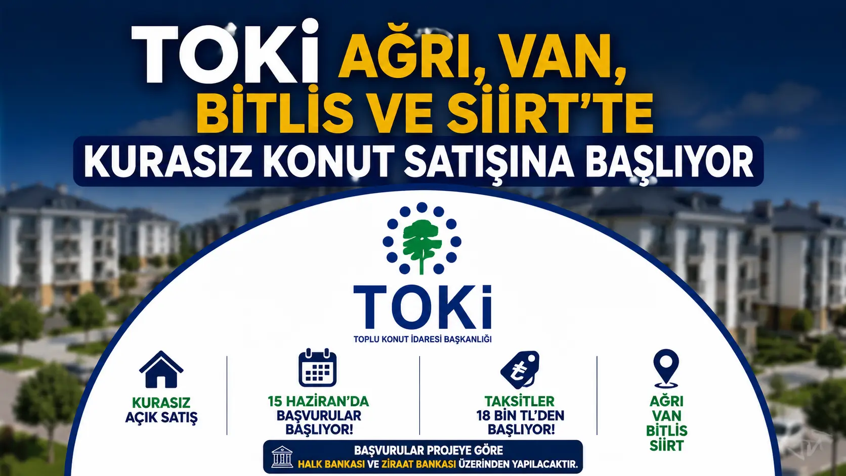 TOKİ Ağrı, Van, Bitlis ve Siirt'te Kurasız Konut Satışına Başlıyor