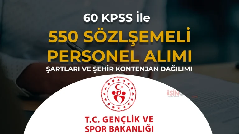 GSB 550 Sözleşmeli Personel Alımı Şartları ve Şehir Kontenjan Dağılımı
