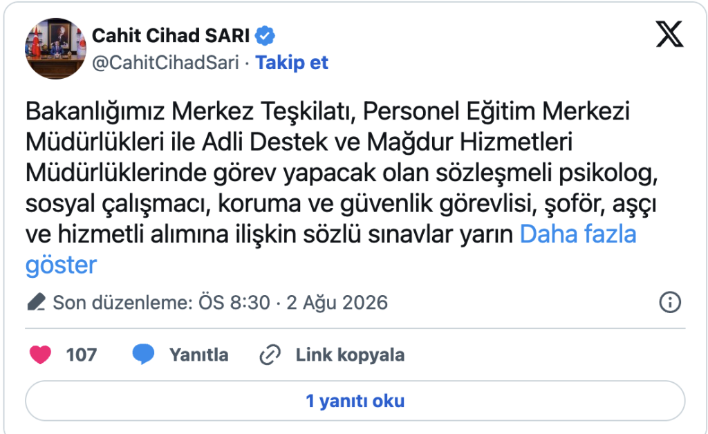 Adalet Bakanlığı Personel Alımı Sözlü Sınavlar Bugün Başlıyor 1 image 4