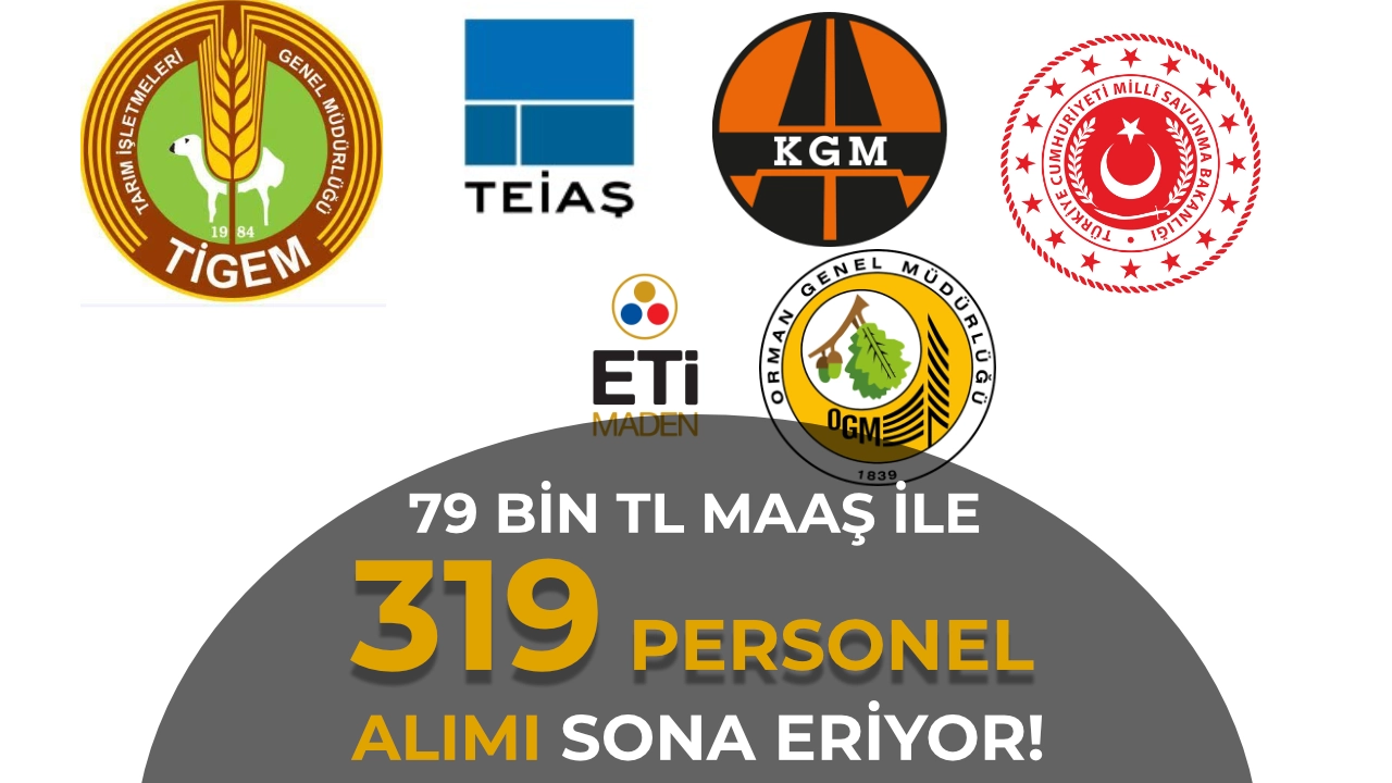 79 Bin TL Maaş: TİGEM, TEİAŞ, KGM, MSB, OGM, Eti, Sağlık Bakanlığı 319 Personel Alımı Sona Eriyor!