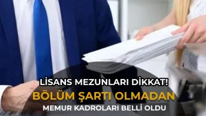 Lisans Mezunları Dikkat! Bölüm Şartı Aranmadan Başvurulabilen Memur Kadroları
