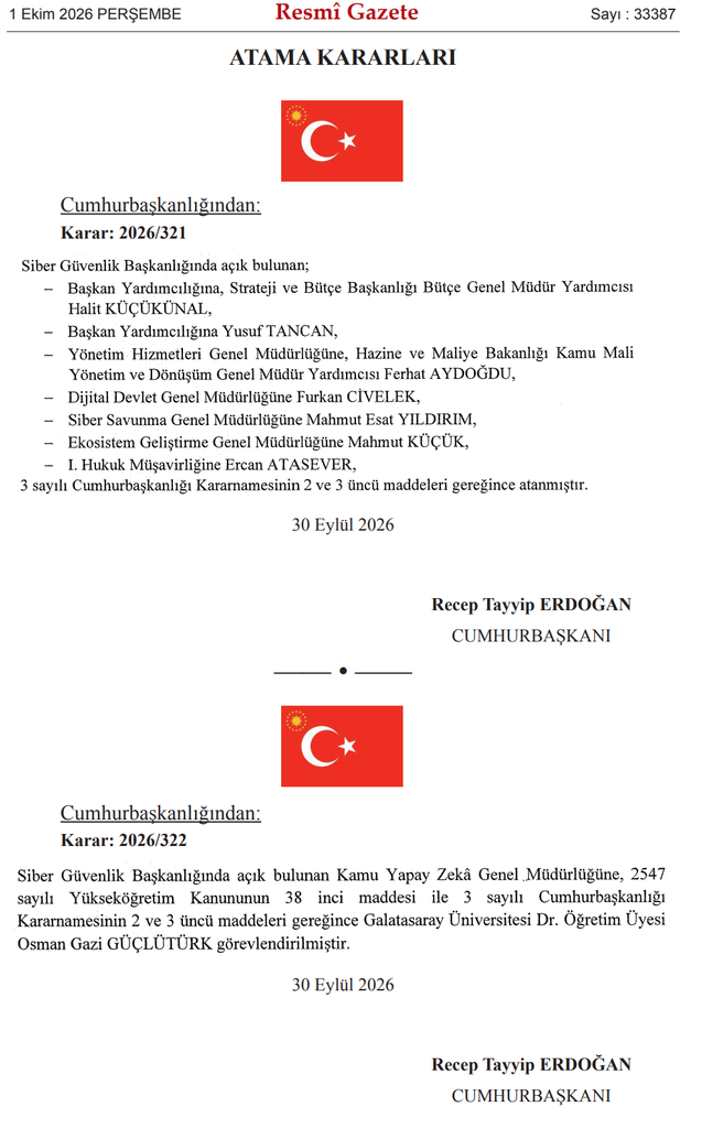 1 Ekim 2026 Resmi Gazete Atama Kararı Yayımlandı! 4 image 269