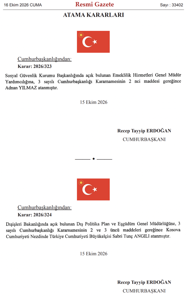 Resmi Gazete 16 Ekim Atama Kararları! 15 İsim Atandı, 2 İsim Görevden Alındı 4 image 27